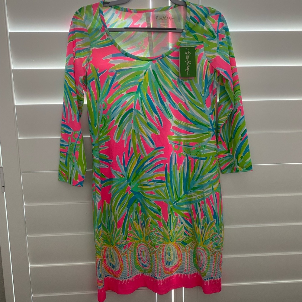 Lilly Pulitzer Beacon Dress Tiki Pink size S New! 💓neon bright print🩷NWT
